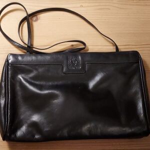 Anne Klein black leather clutch shoulder bag vintage